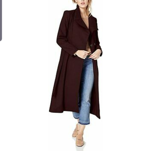 Kenneth Cole Asymmetrical Coat in beautiful Burgundy - Picture 3 of 12